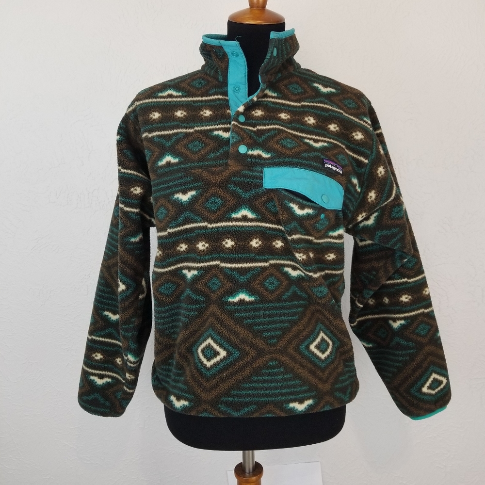 Patagonia Synchilla Tribal Aztec Turquoise Brown